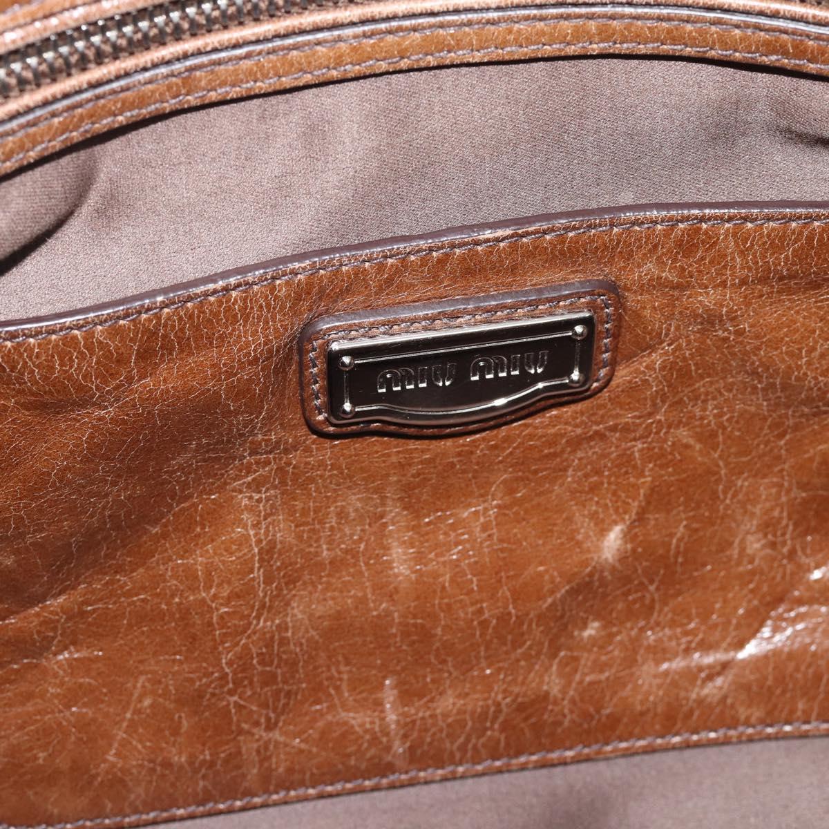 Miu Miu Hand Bag Leather 2way Brown Silver Auth yk20645M