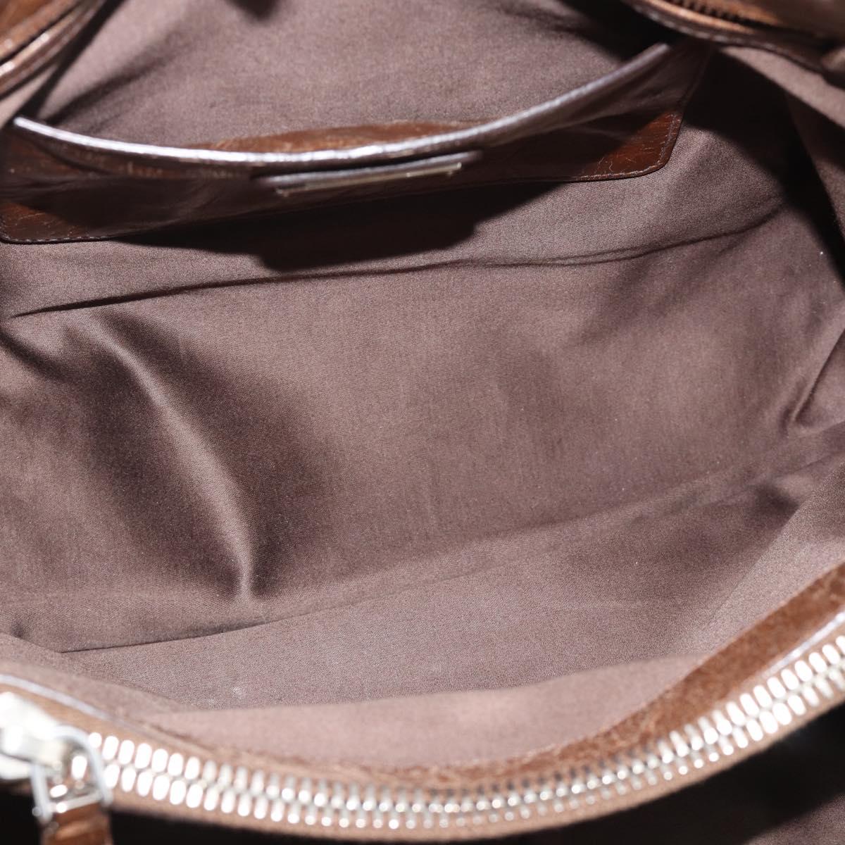 Miu Miu Hand Bag Leather 2way Brown Silver Auth yk20645M