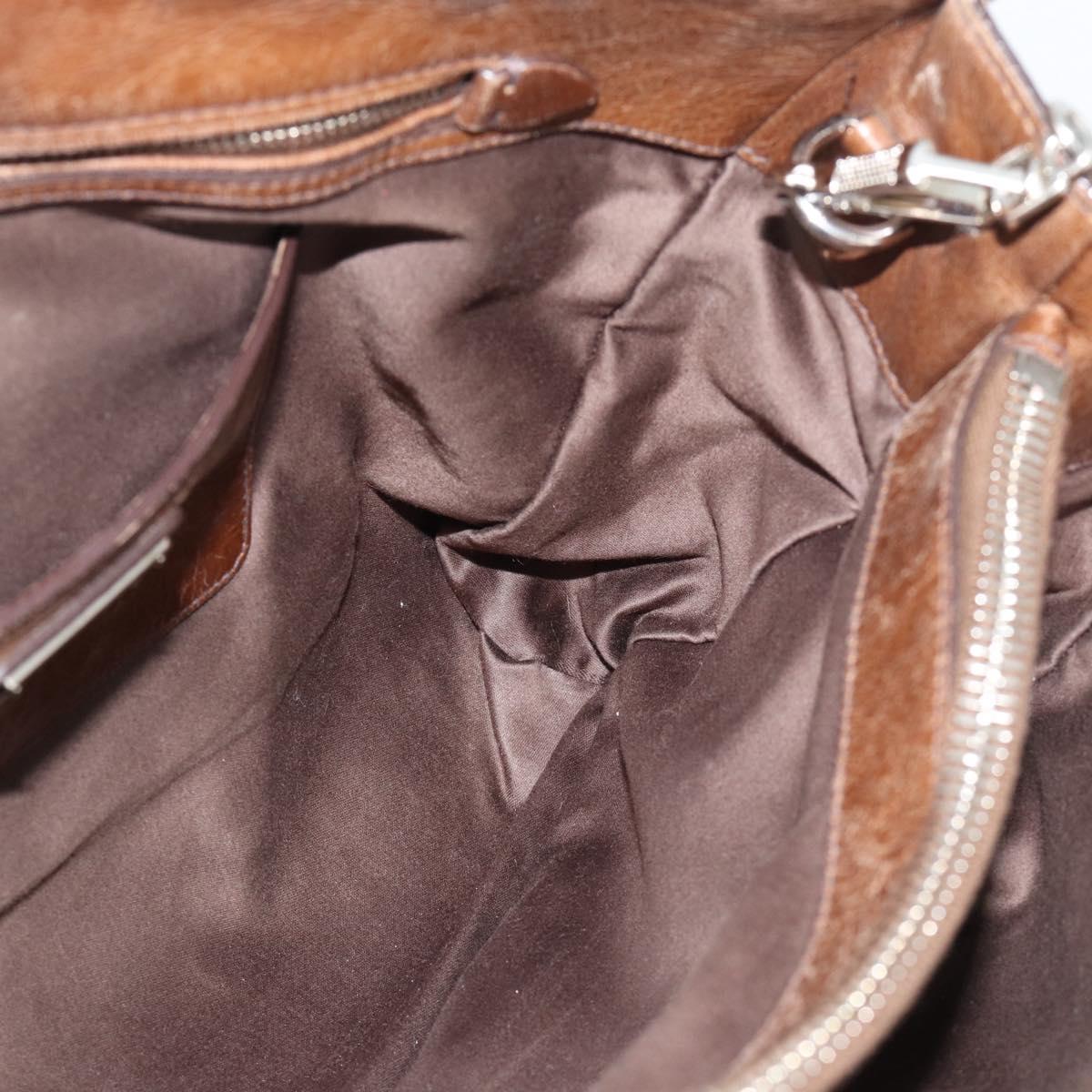 Miu Miu Hand Bag Leather 2way Brown Silver Auth yk20645M
