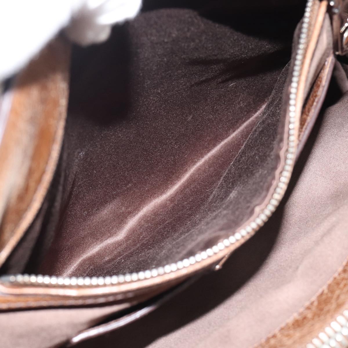 Miu Miu Hand Bag Leather 2way Brown Silver Auth yk20645M