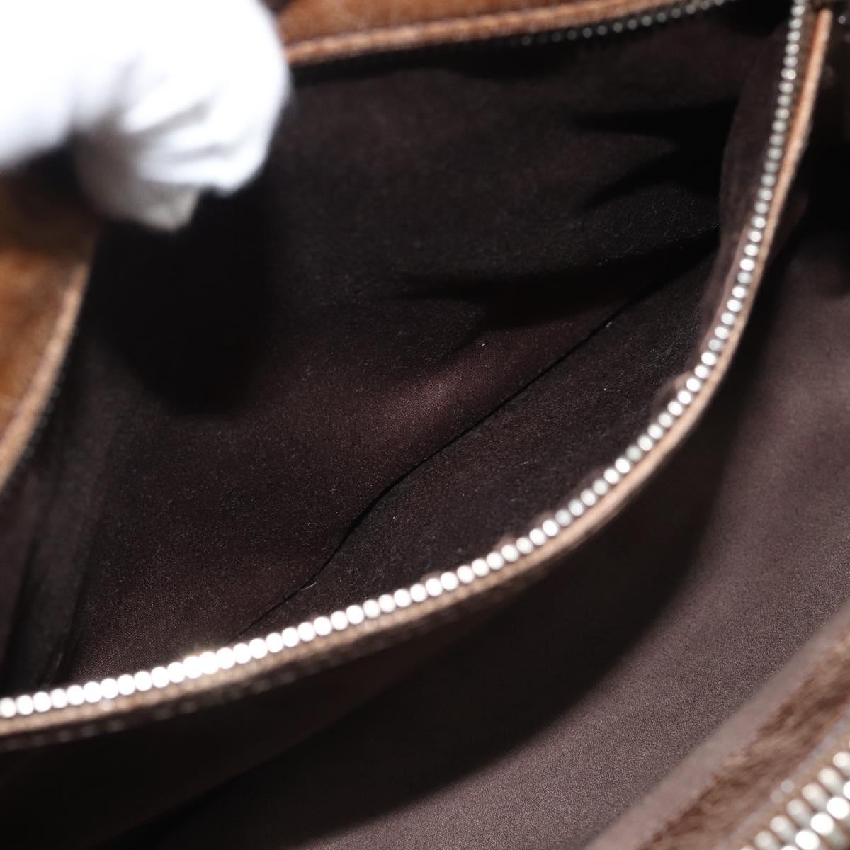 Miu Miu Hand Bag Leather 2way Brown Silver Auth yk20645M