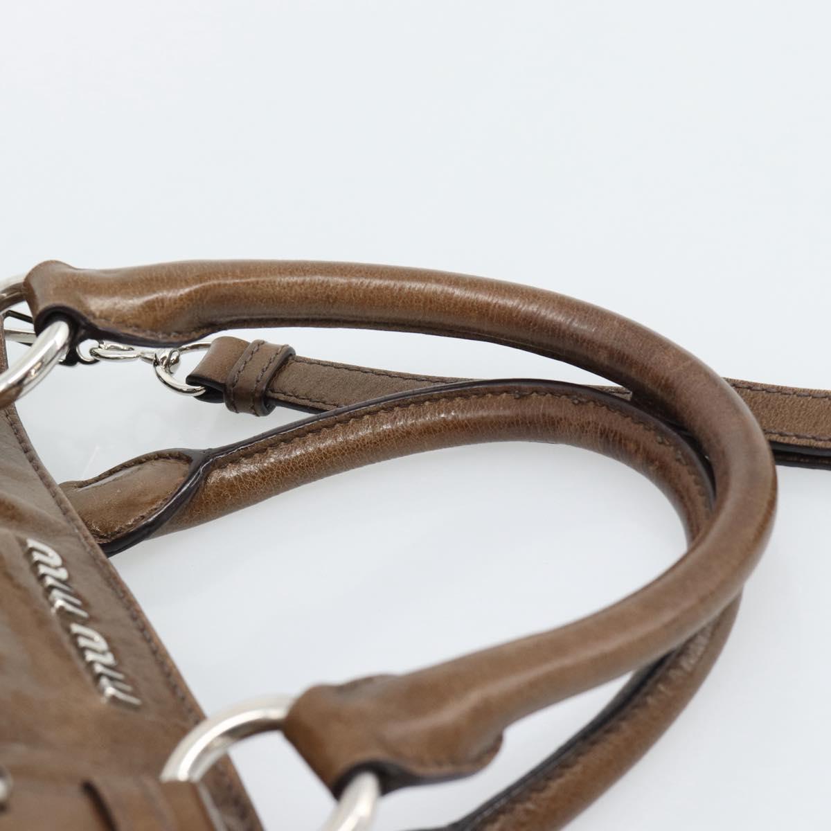 Miu Miu Hand Bag Leather 2way Brown Silver Auth yk20645M