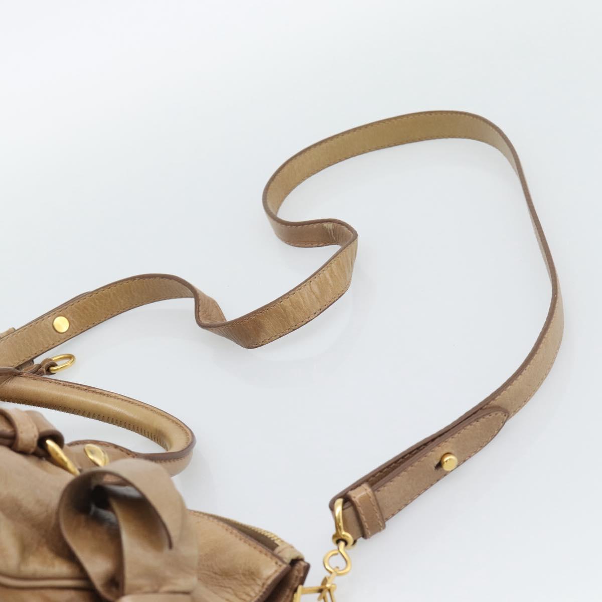 Miu Miu Hand Bag Leather 2way Brown Gold Tone Auth yk20647M
