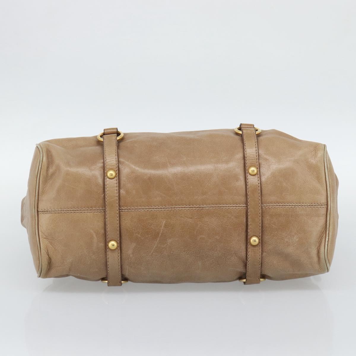 Miu Miu Hand Bag Leather 2way Brown Gold Tone Auth yk20647M