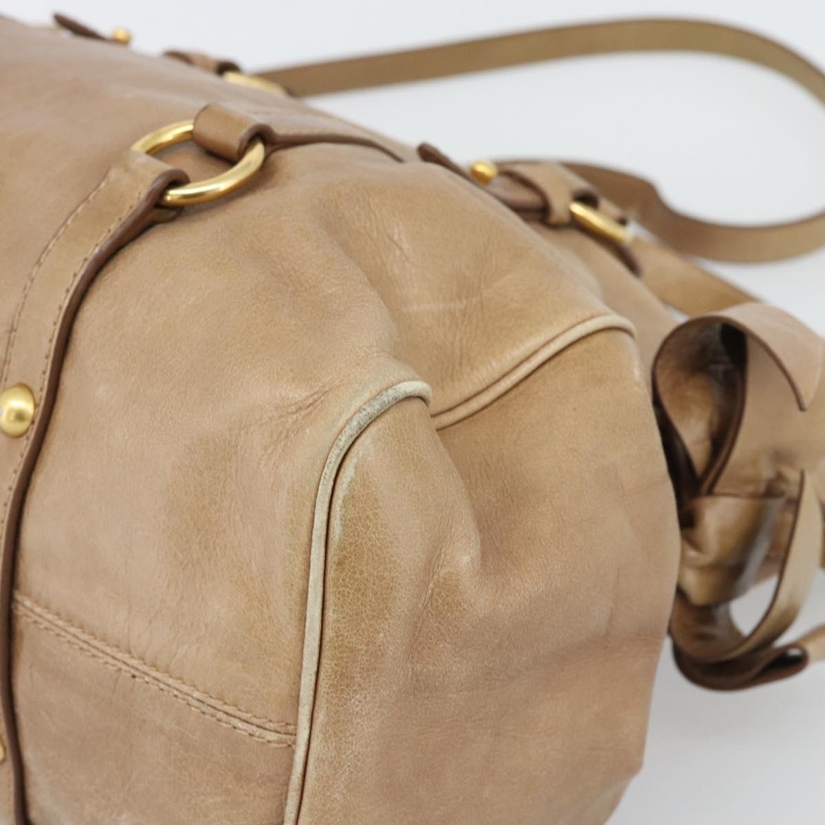 Miu Miu Hand Bag Leather 2way Brown Gold Tone Auth yk20647M
