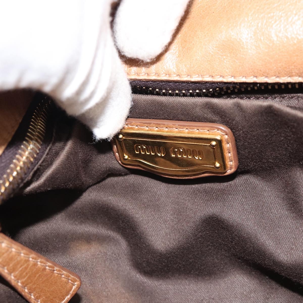 Miu Miu Hand Bag Leather 2way Brown Gold Tone Auth yk20647M