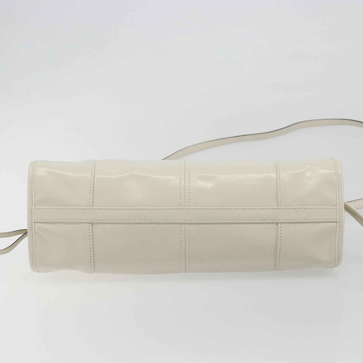 PRADA Bonnie Medium Shoulder Bag Leather 2way White Gold Tone Auth yk20648SAM