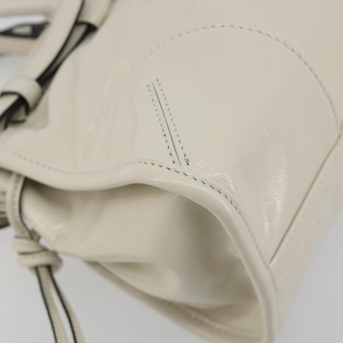 PRADA Bonnie Medium Shoulder Bag Leather 2way White Gold Tone Auth yk20648SAM