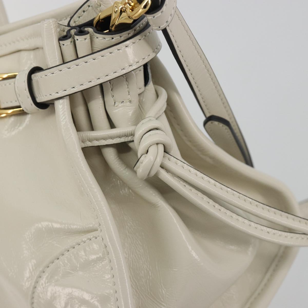 PRADA Bonnie Medium Shoulder Bag Leather 2way White Gold Tone Auth yk20648SAM