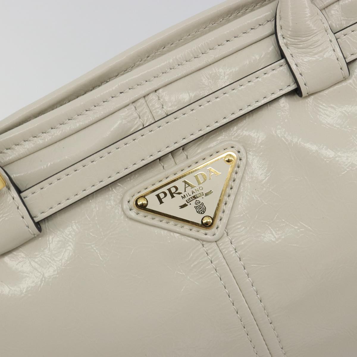 PRADA Bonnie Medium Shoulder Bag Leather 2way White Gold Tone Auth yk20648SAM