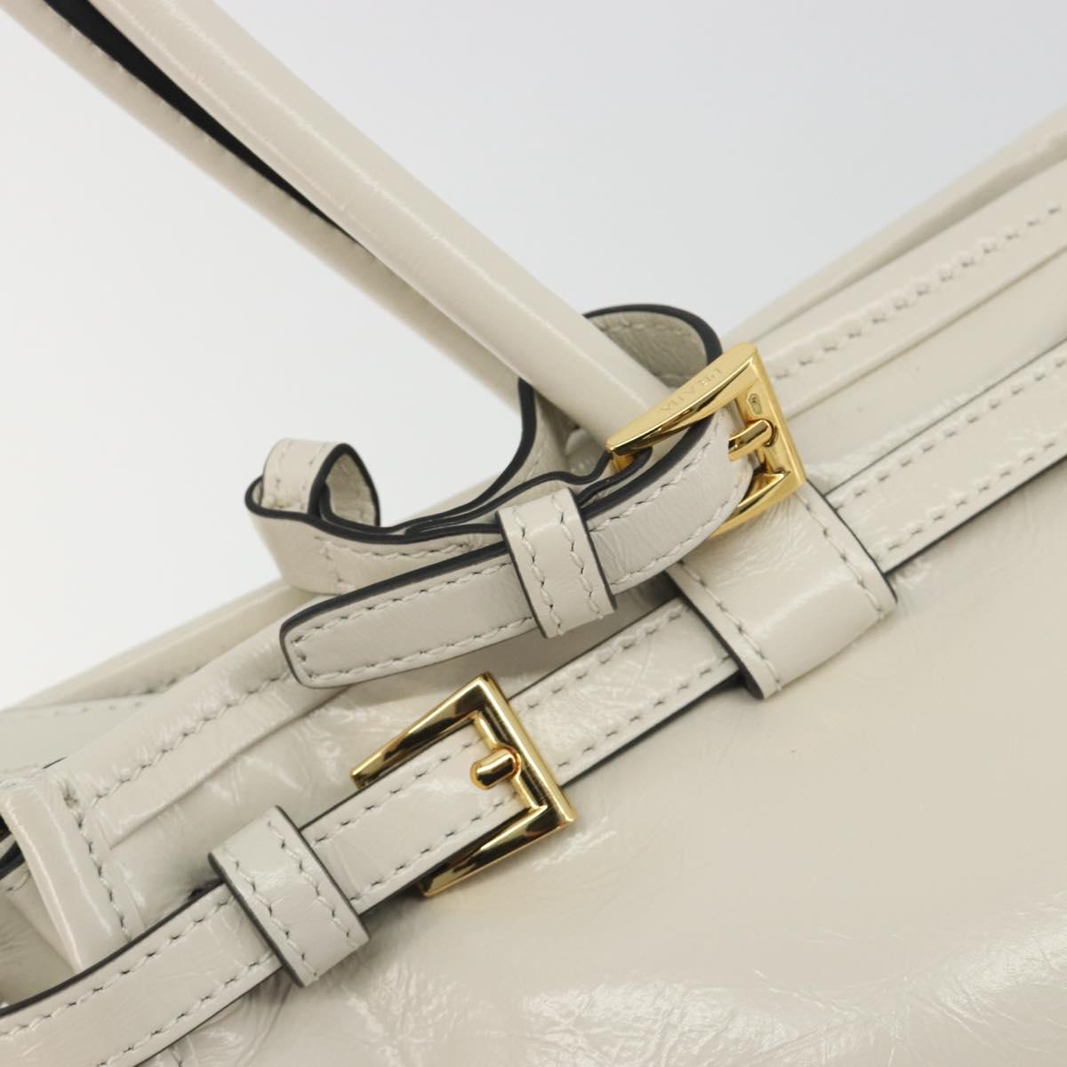 PRADA Bonnie Medium Shoulder Bag Leather 2way White Gold Tone Auth yk20648SAM