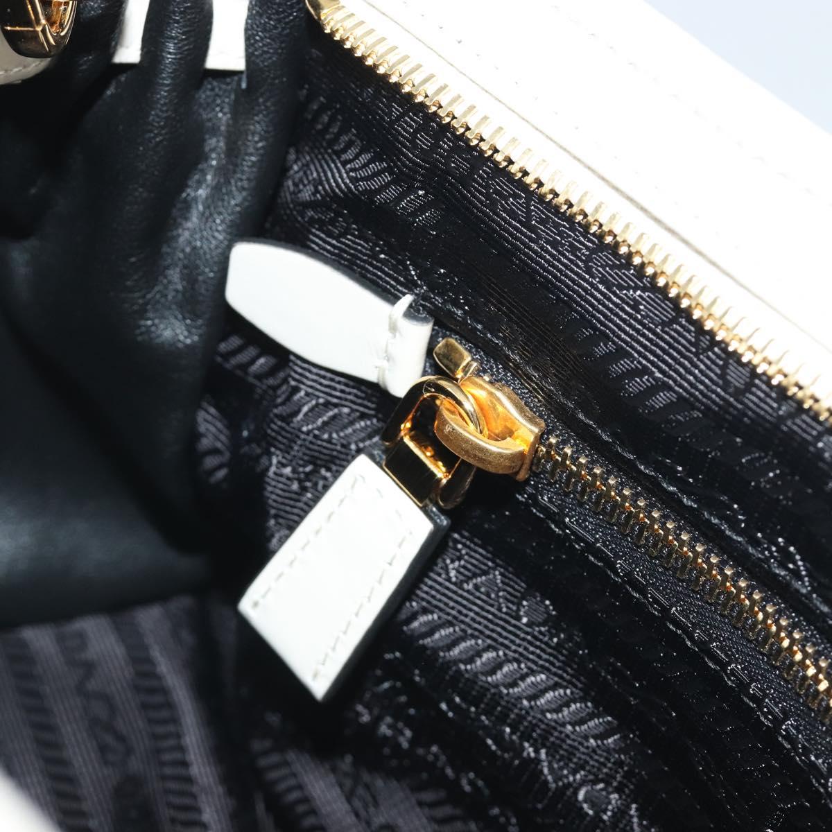 PRADA Bonnie Medium Shoulder Bag Leather 2way White Gold Tone Auth yk20648SAM
