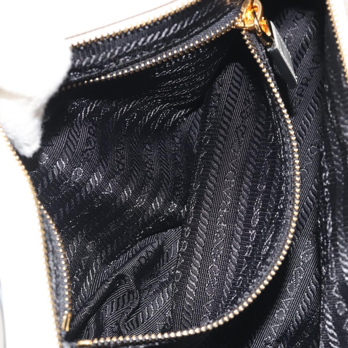 PRADA Bonnie Medium Shoulder Bag Leather 2way White Gold Tone Auth yk20648SAM
