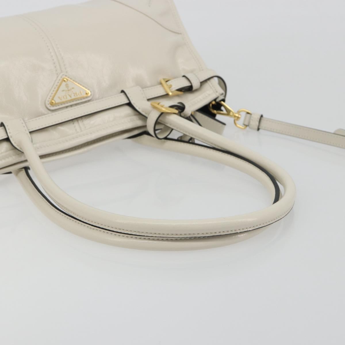 PRADA Bonnie Medium Shoulder Bag Leather 2way White Gold Tone Auth yk20648SAM