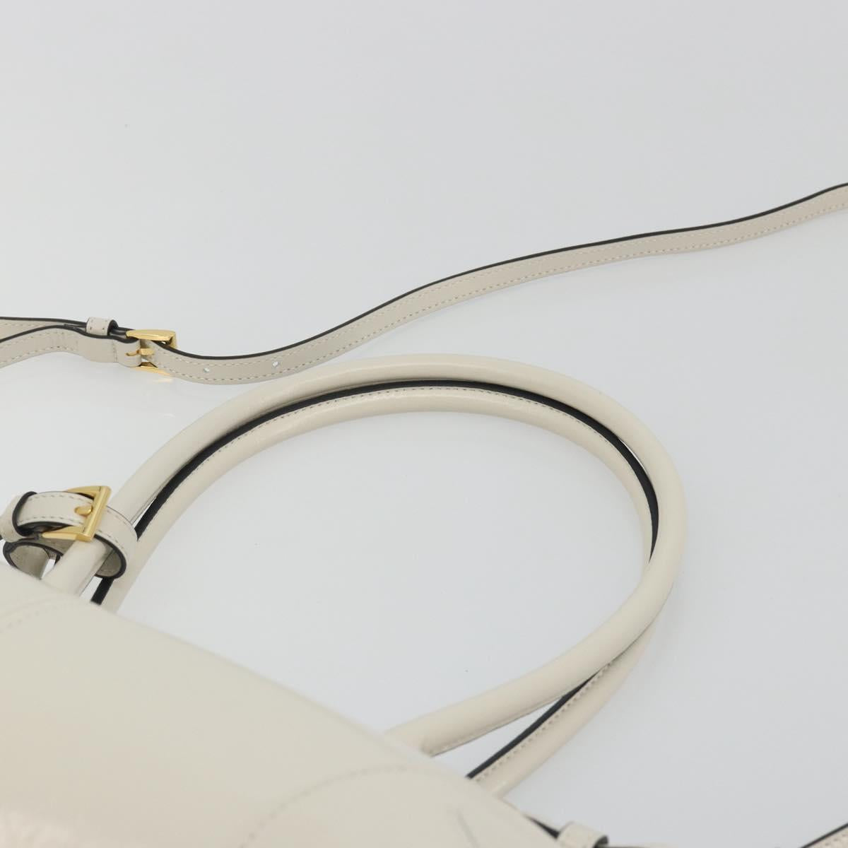 PRADA Bonnie Medium Shoulder Bag Leather 2way White Gold Tone Auth yk20648SAM