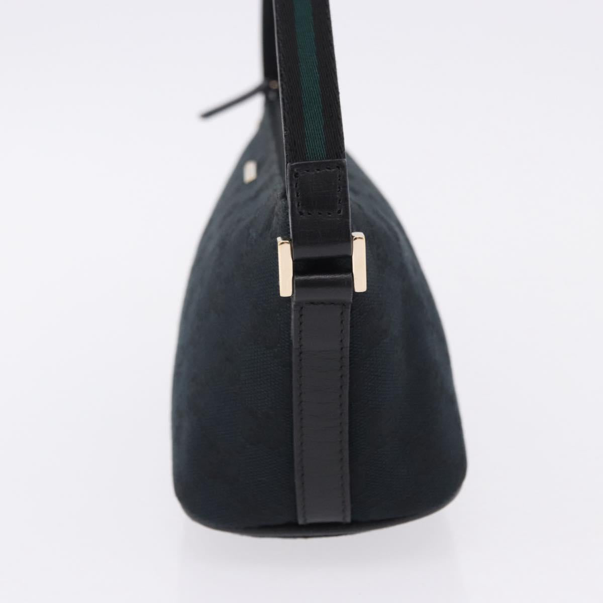 GUCCI GG Canvas Accessory Pouch Black Gold Tone 141809 Auth yk20649V