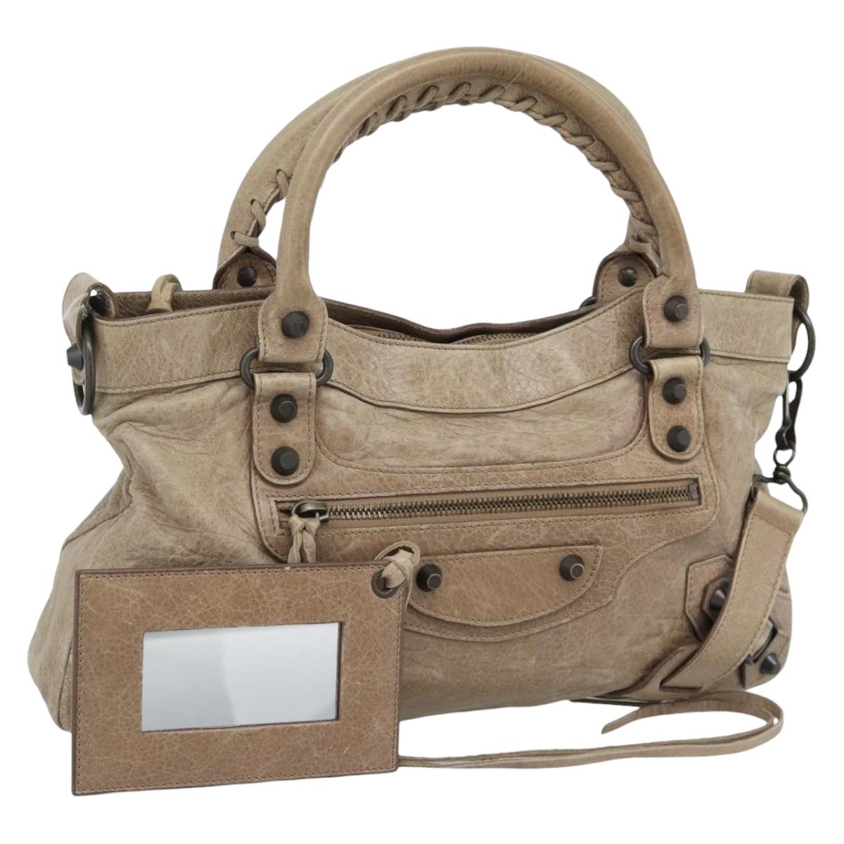 BALENCIAGA The First Hand Bag Leather 2way Brown 103208 Auth yk20650SAM