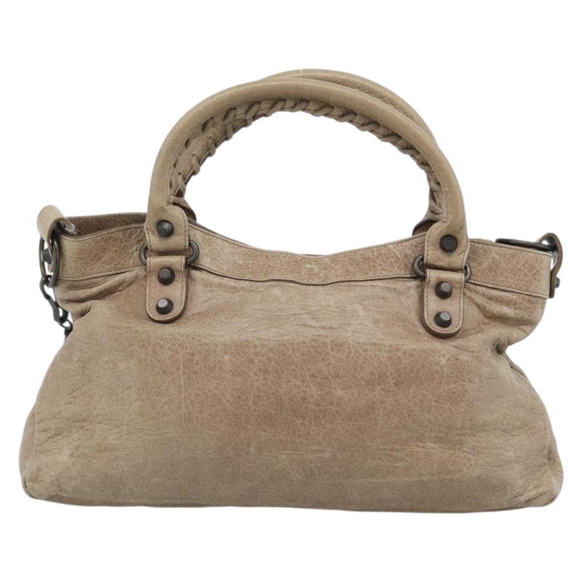 BALENCIAGA The First Hand Bag Leather 2way Brown 103208 Auth yk20650SAM