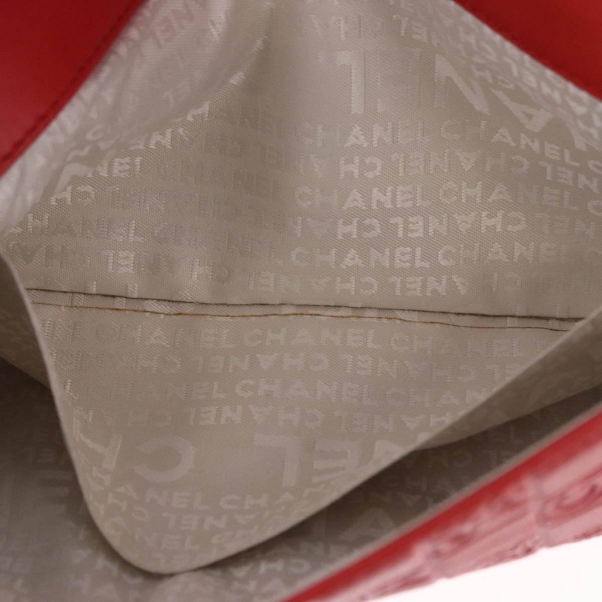 CHANEL Icon Chain Shoulder Bag Lamb Skin Red Gold Tone CC Auth yk20652SAV