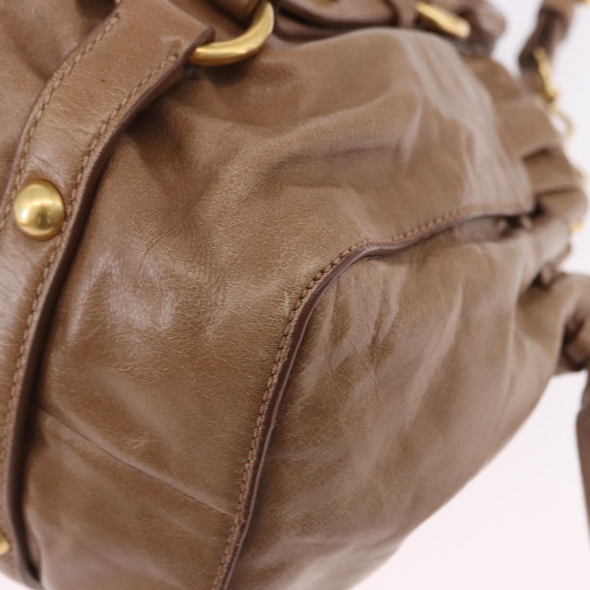 Miu Miu Hand Bag Leather 2way Brown Gold Tone Auth yk20653M