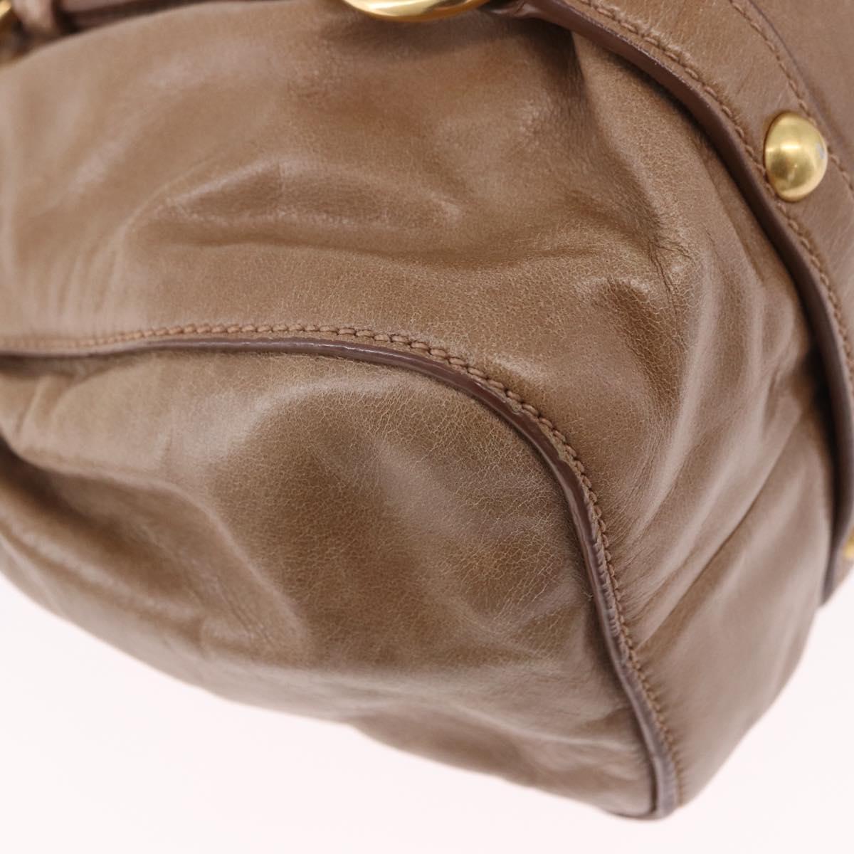 Miu Miu Hand Bag Leather 2way Brown Gold Tone Auth yk20653M