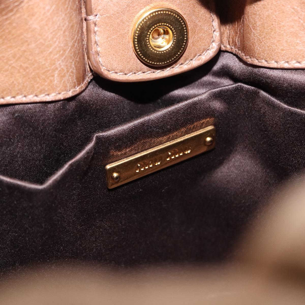 Miu Miu Hand Bag Leather 2way Brown Gold Tone Auth yk20653M