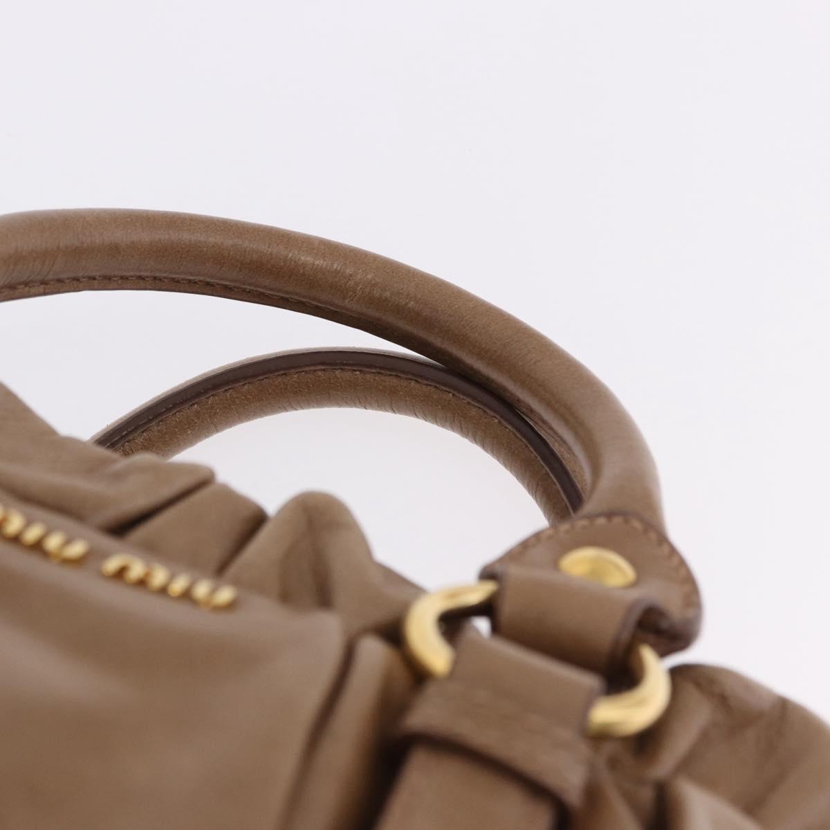Miu Miu Hand Bag Leather 2way Brown Gold Tone Auth yk20653M