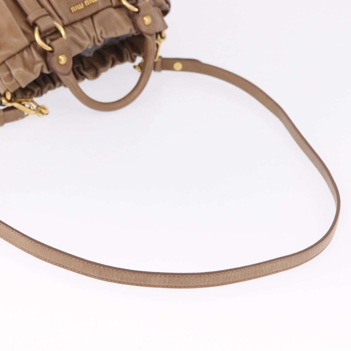 Miu Miu Hand Bag Leather 2way Brown Gold Tone Auth yk20653M