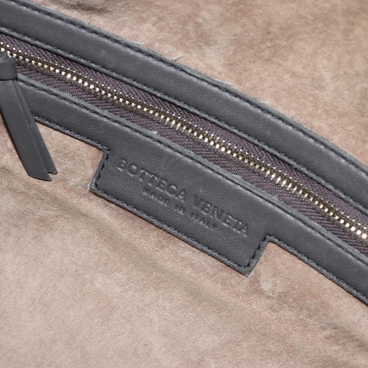 BOTTEGA VENETA INTRECCIATO Hobo Shoulder Bag Leather Gray Gold Auth yk20654A