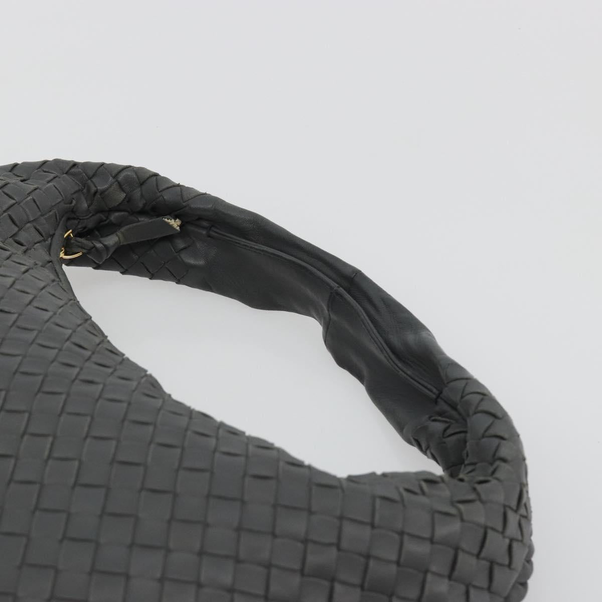 BOTTEGA VENETA INTRECCIATO Hobo Shoulder Bag Leather Gray Gold Auth yk20654A