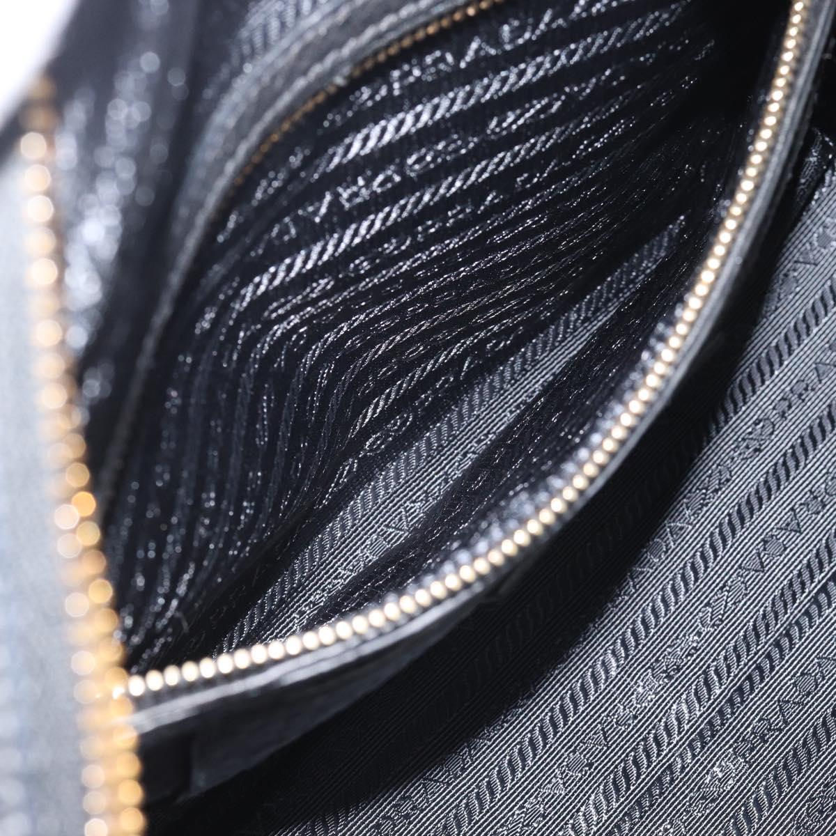 PRADA Hand Bag Leather Black Gold Tone Auth yk20656SAM