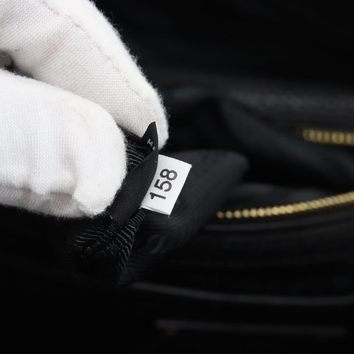PRADA Hand Bag Leather Black Gold Tone Auth yk20656SAM