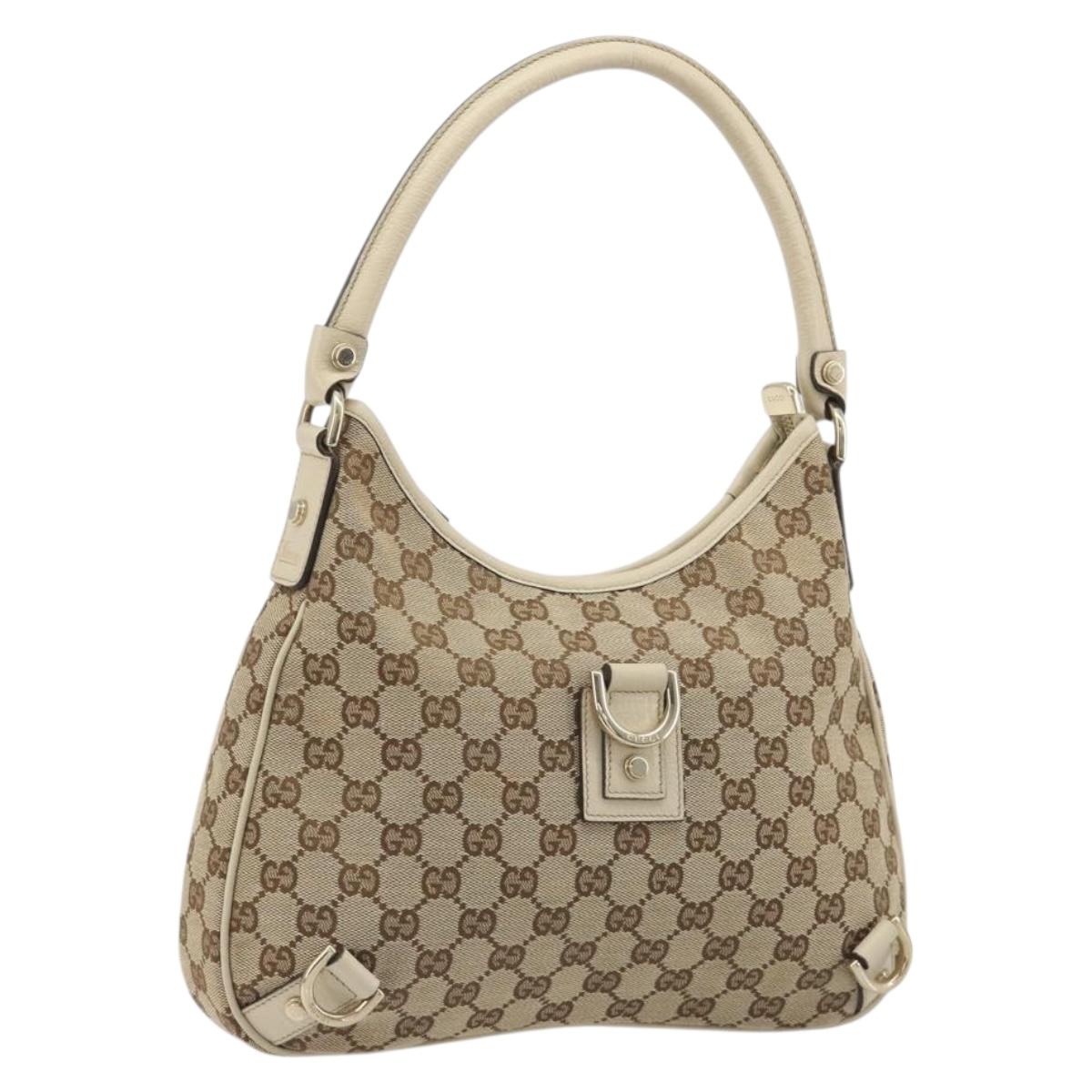 GUCCI GG Canvas Abbey Shoulder Bag Beige Gold Tone 130738 Auth yk20657SAV