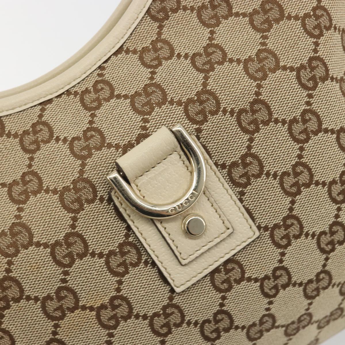 GUCCI GG Canvas Abbey Shoulder Bag Beige Gold Tone 130738 Auth yk20657SAV