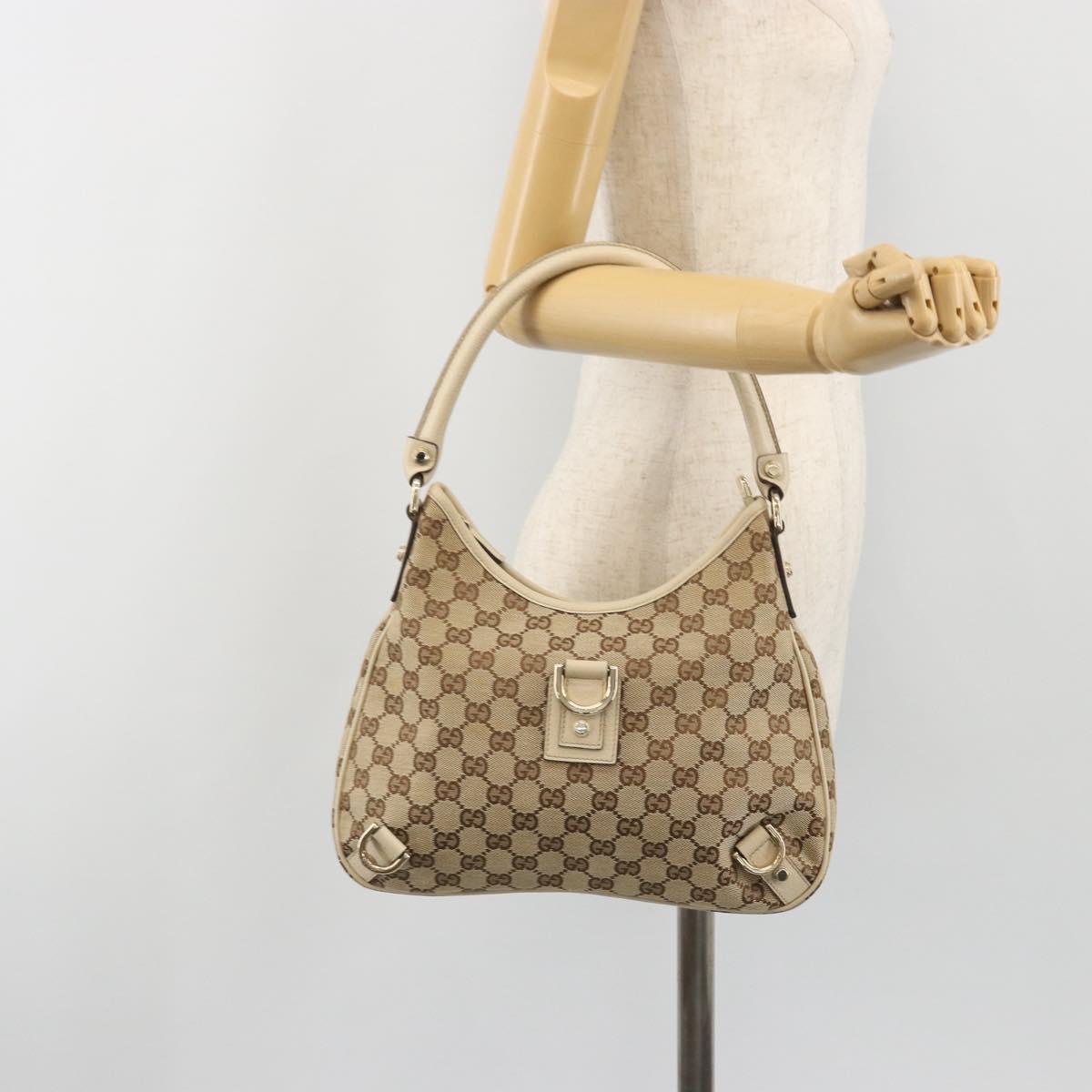GUCCI GG Canvas Abbey Shoulder Bag Beige Gold Tone 130738 Auth yk20657SAV