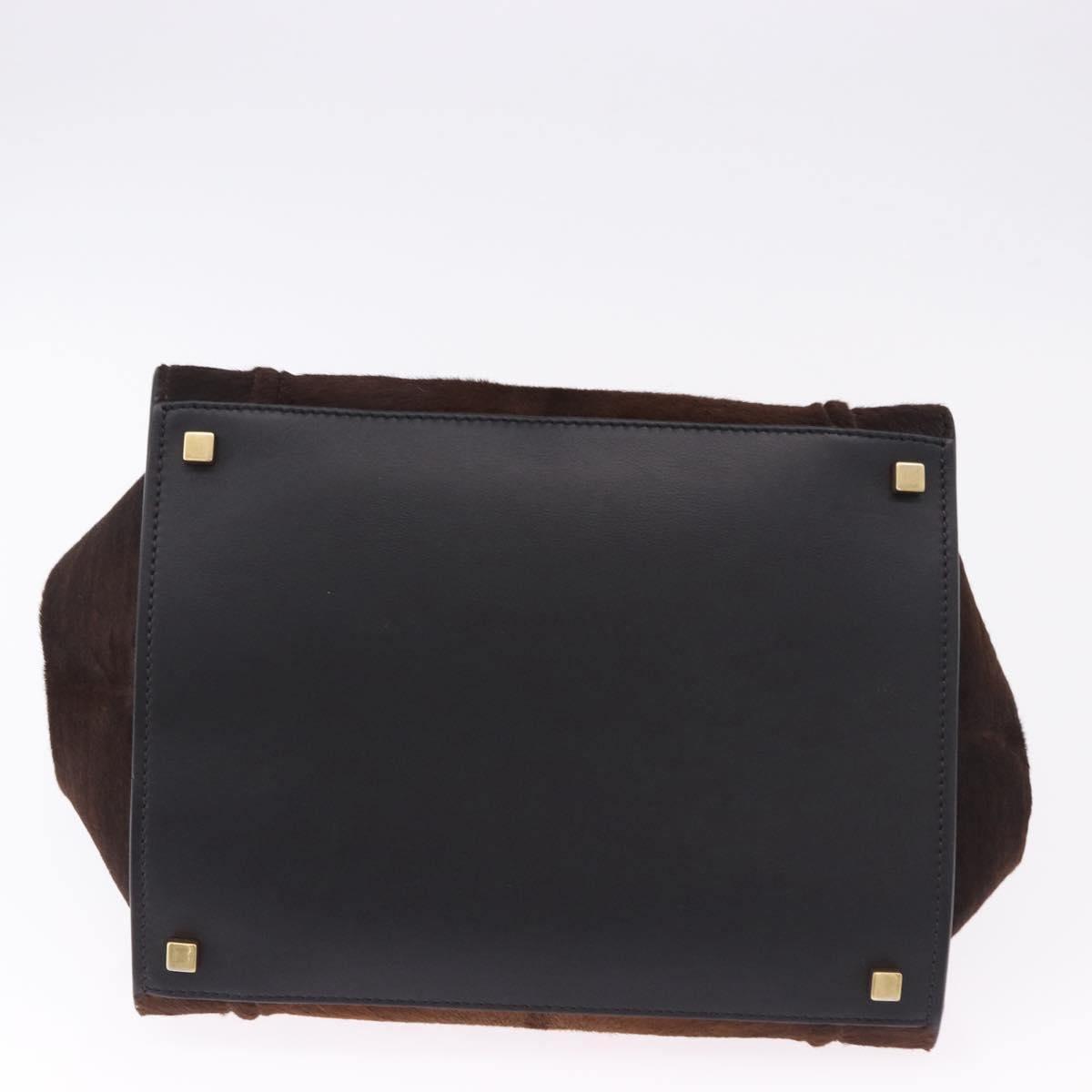 CELINE Luggage Phantom Hand Bag Harako leather Brown Black Auth yk20659SAM