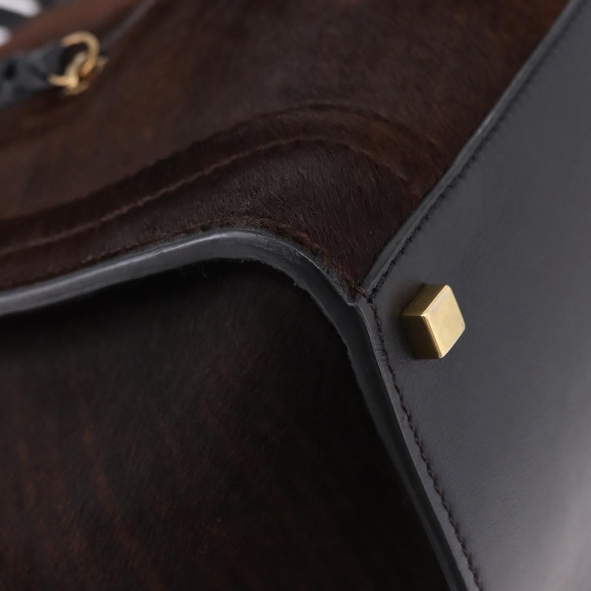 CELINE Luggage Phantom Hand Bag Harako leather Brown Black Auth yk20659SAM