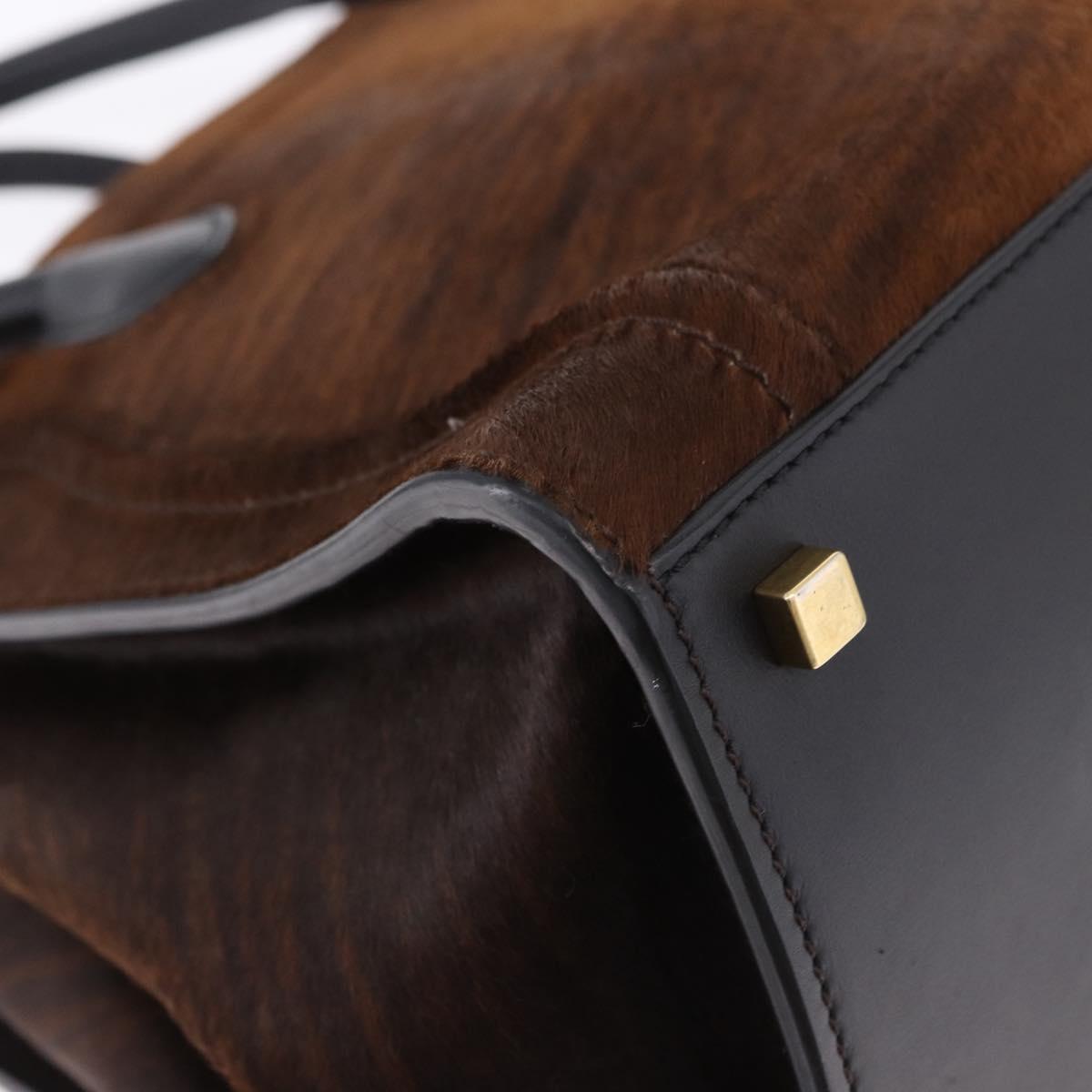 CELINE Luggage Phantom Hand Bag Harako leather Brown Black Auth yk20659SAM