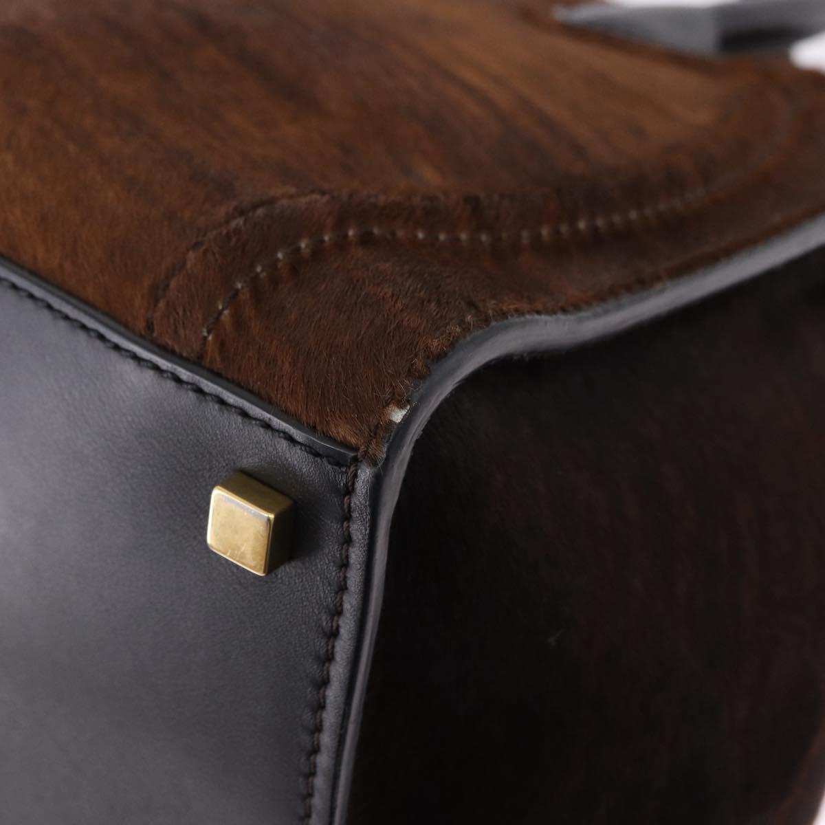 CELINE Luggage Phantom Hand Bag Harako leather Brown Black Auth yk20659SAM