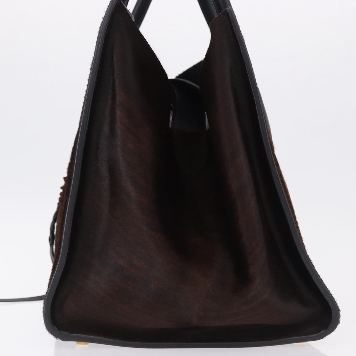 CELINE Luggage Phantom Hand Bag Harako leather Brown Black Auth yk20659SAM