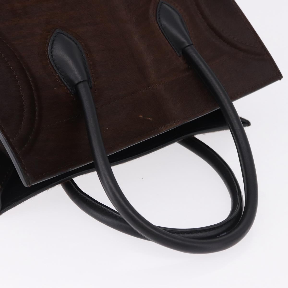 CELINE Luggage Phantom Hand Bag Harako leather Brown Black Auth yk20659SAM