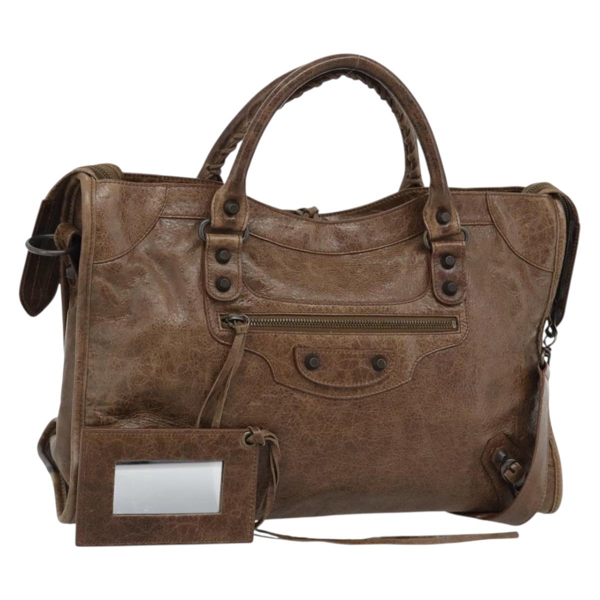 BALENCIAGA The City Hand Bag Leather 2way Brown 115748 Auth yk20660SAM