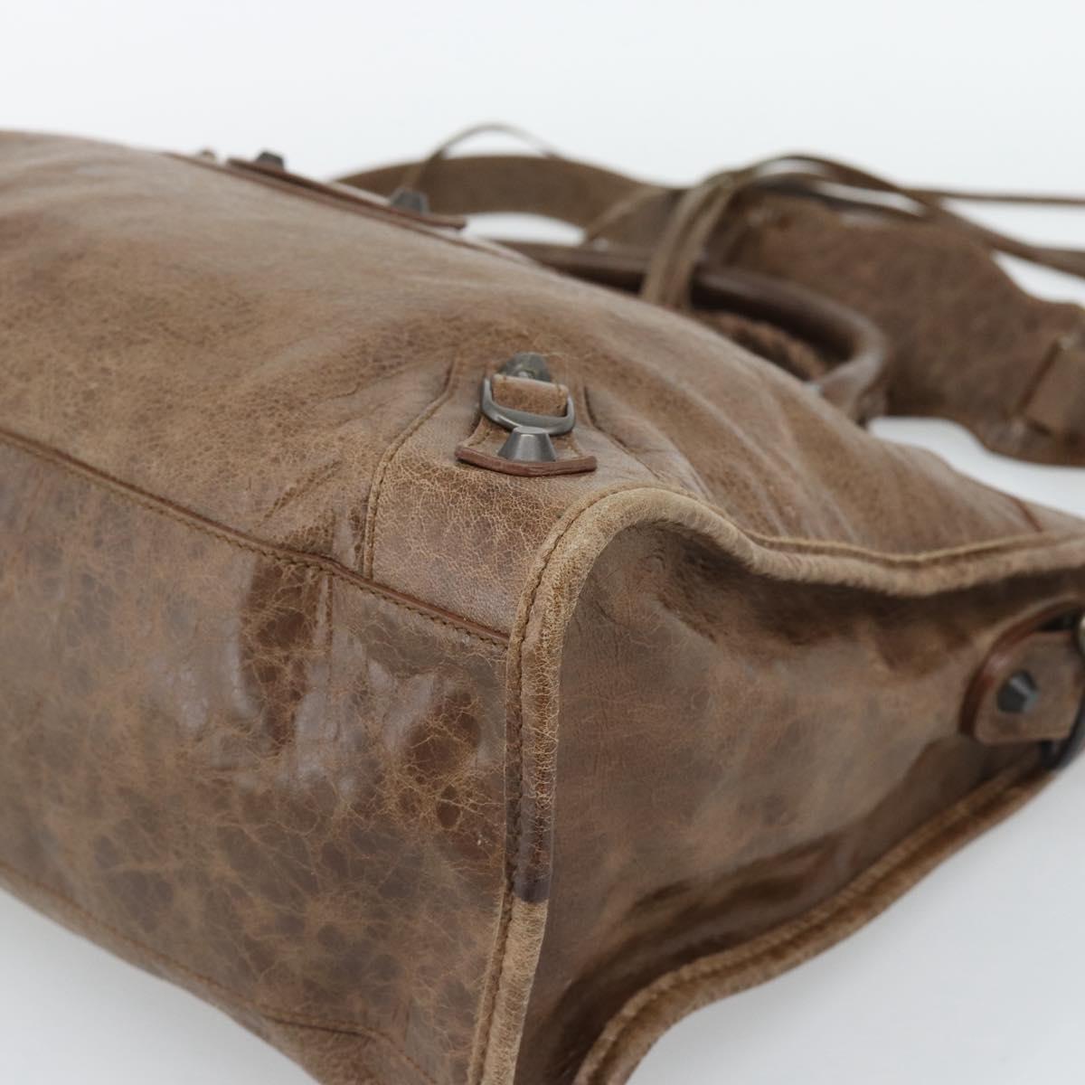 BALENCIAGA The City Hand Bag Leather 2way Brown 115748 Auth yk20660SAM