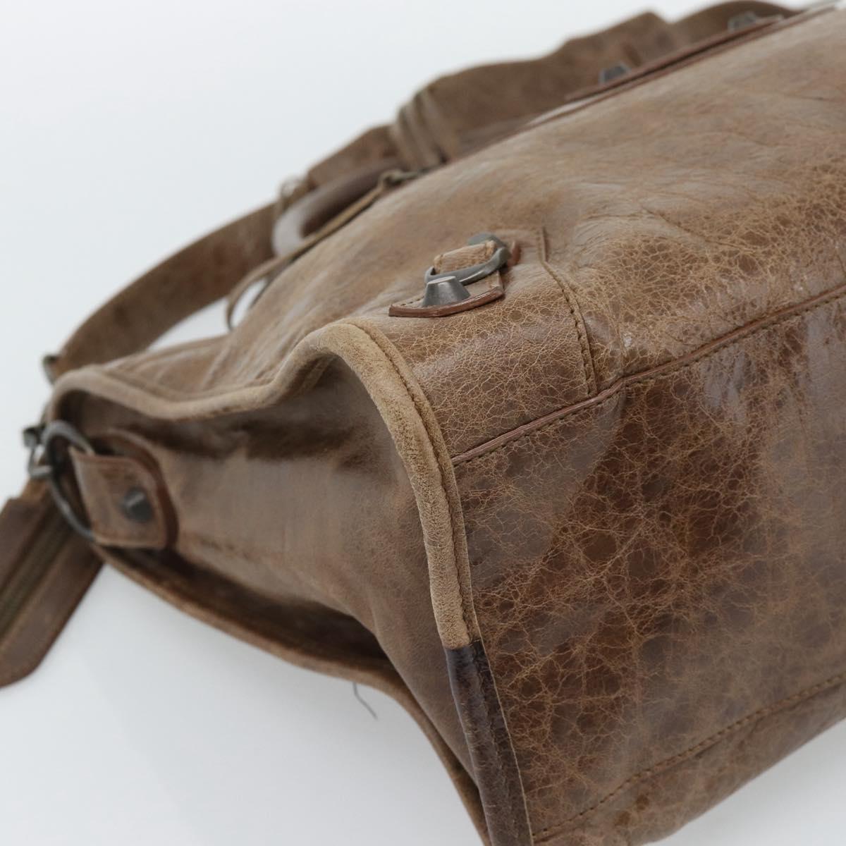 BALENCIAGA The City Hand Bag Leather 2way Brown 115748 Auth yk20660SAM