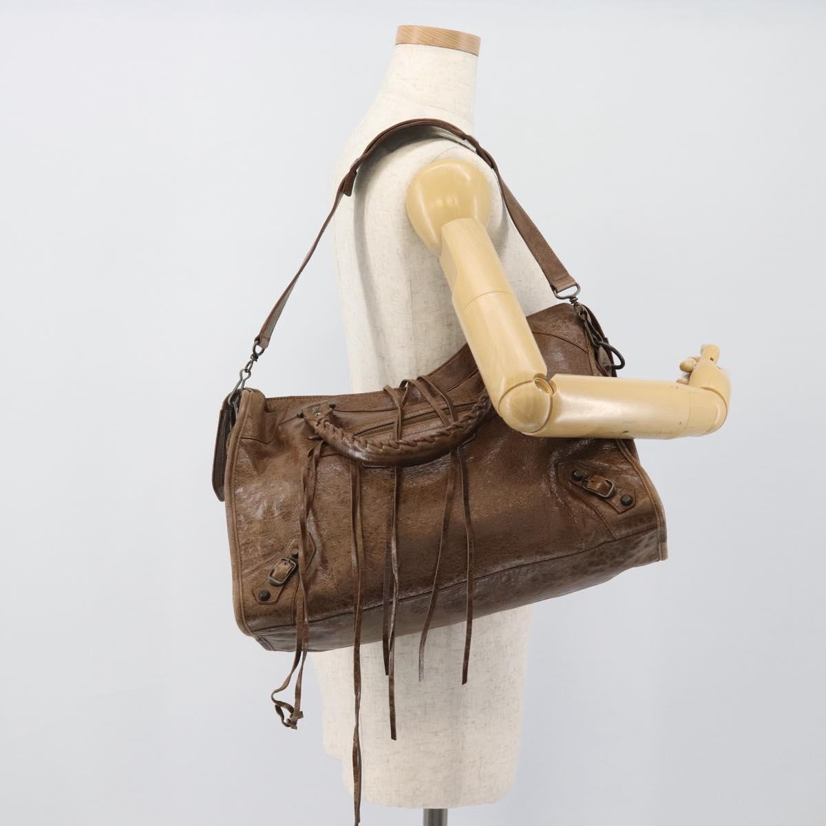 BALENCIAGA The City Hand Bag Leather 2way Brown 115748 Auth yk20660SAM