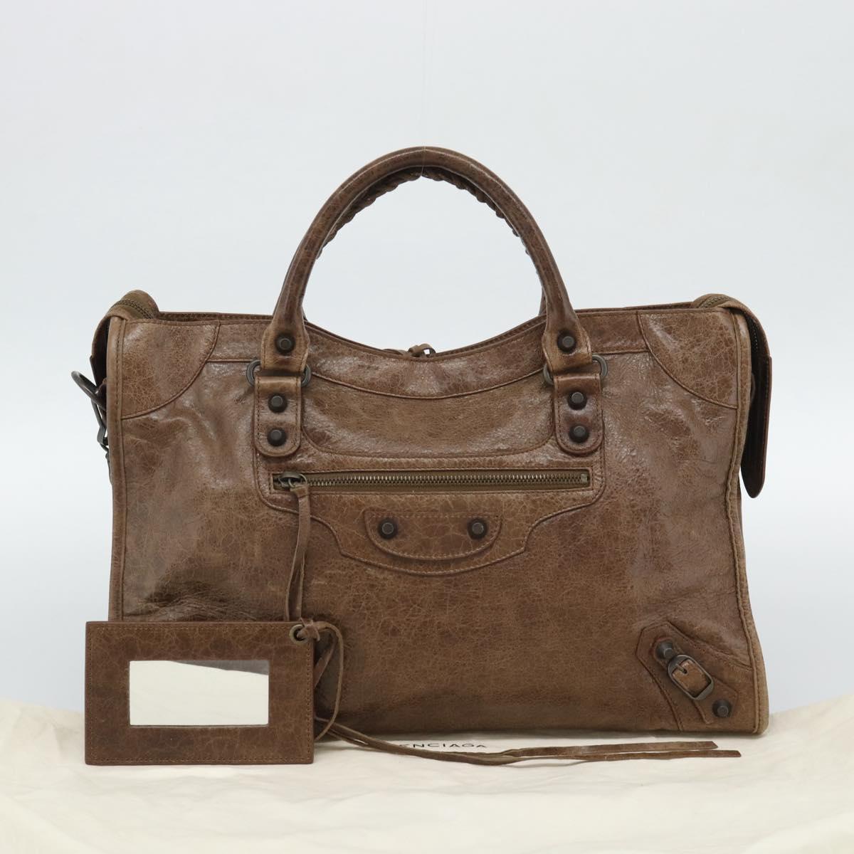 BALENCIAGA The City Hand Bag Leather 2way Brown 115748 Auth yk20660SAM