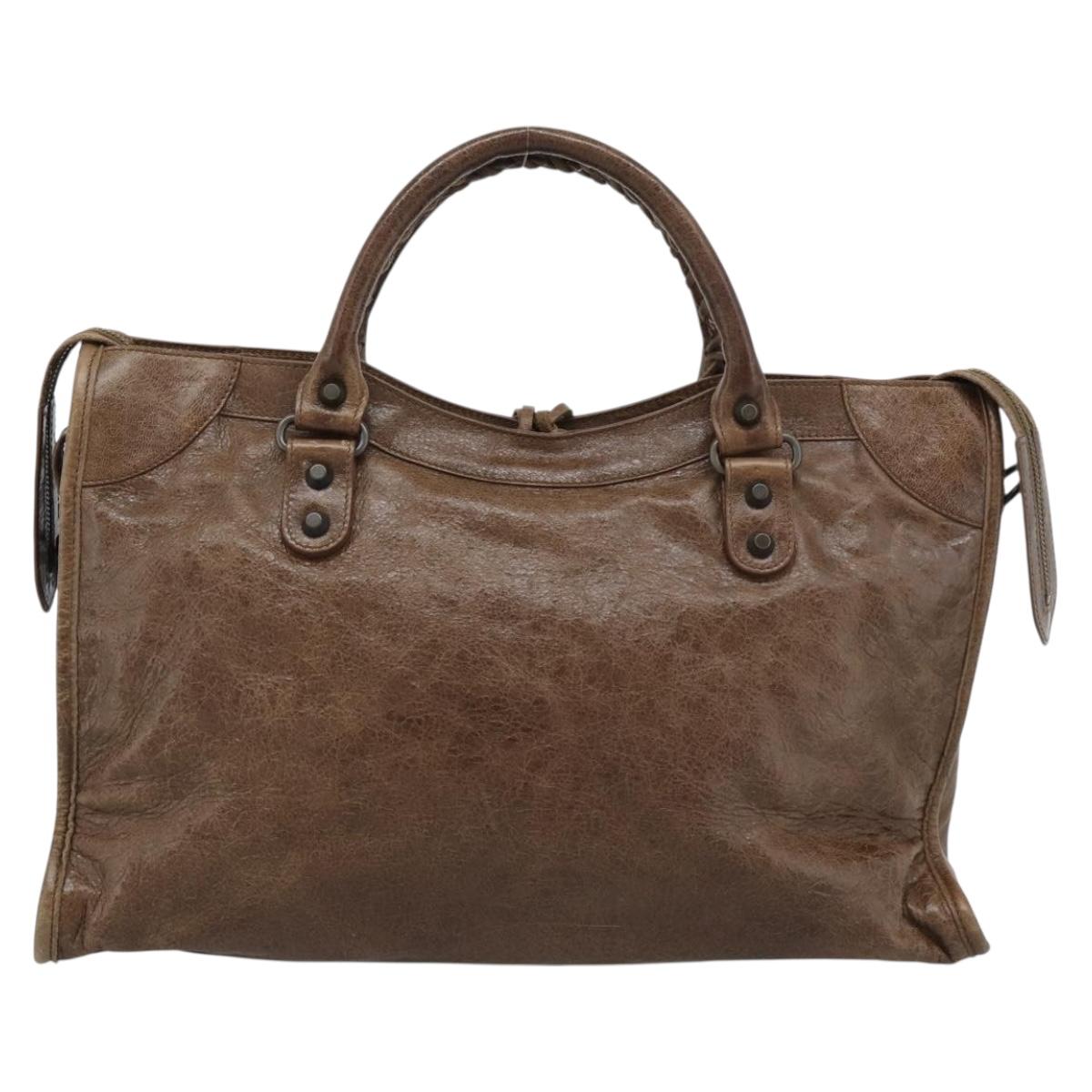 BALENCIAGA The City Hand Bag Leather 2way Brown 115748 Auth yk20660SAM