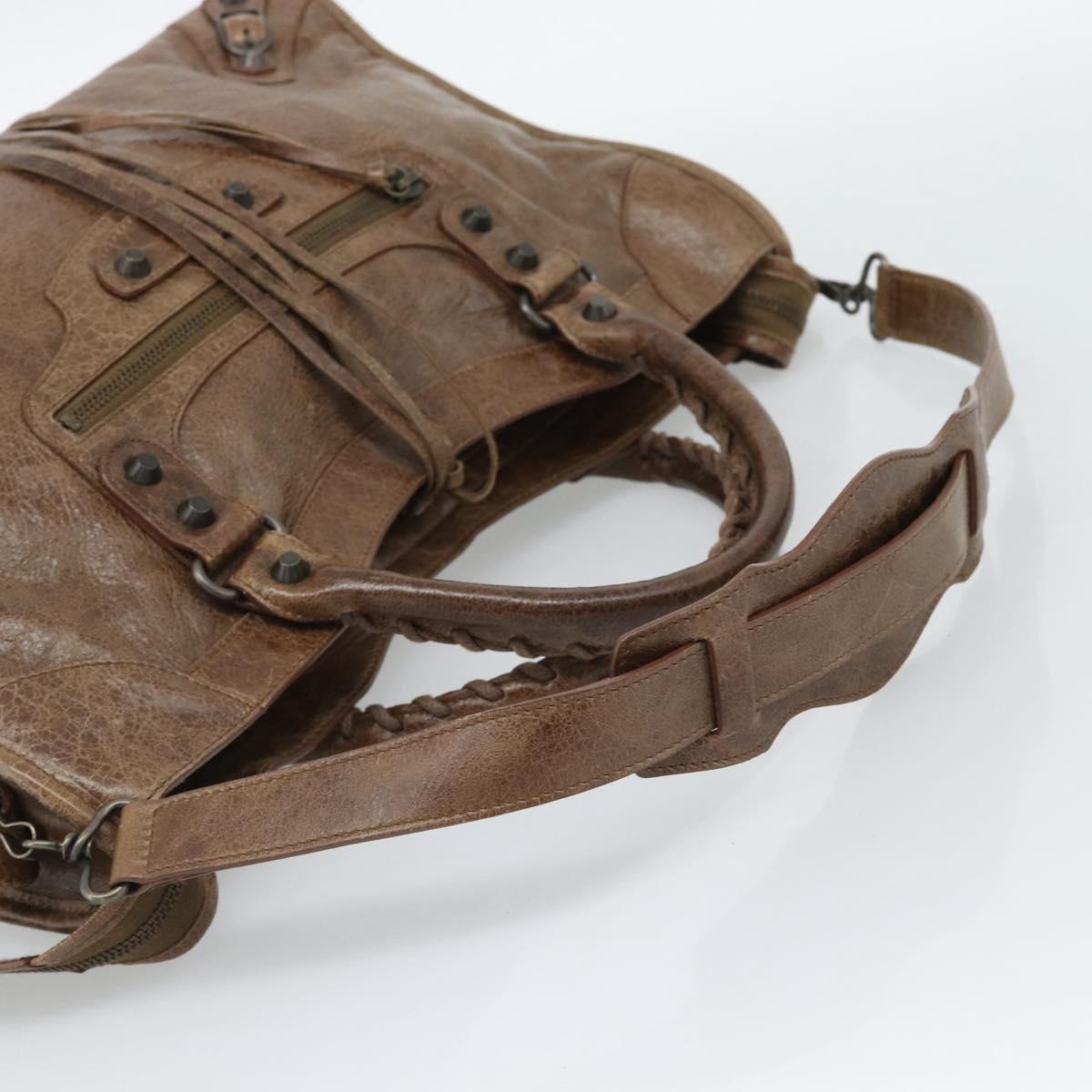 BALENCIAGA The City Hand Bag Leather 2way Brown 115748 Auth yk20660SAM