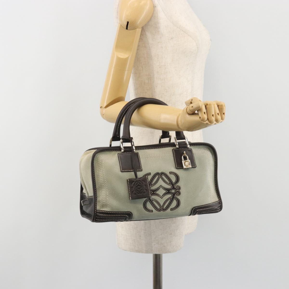 LOEWE Amazona 28 Hand Bag Suede Gray Brown Auth yk20662V