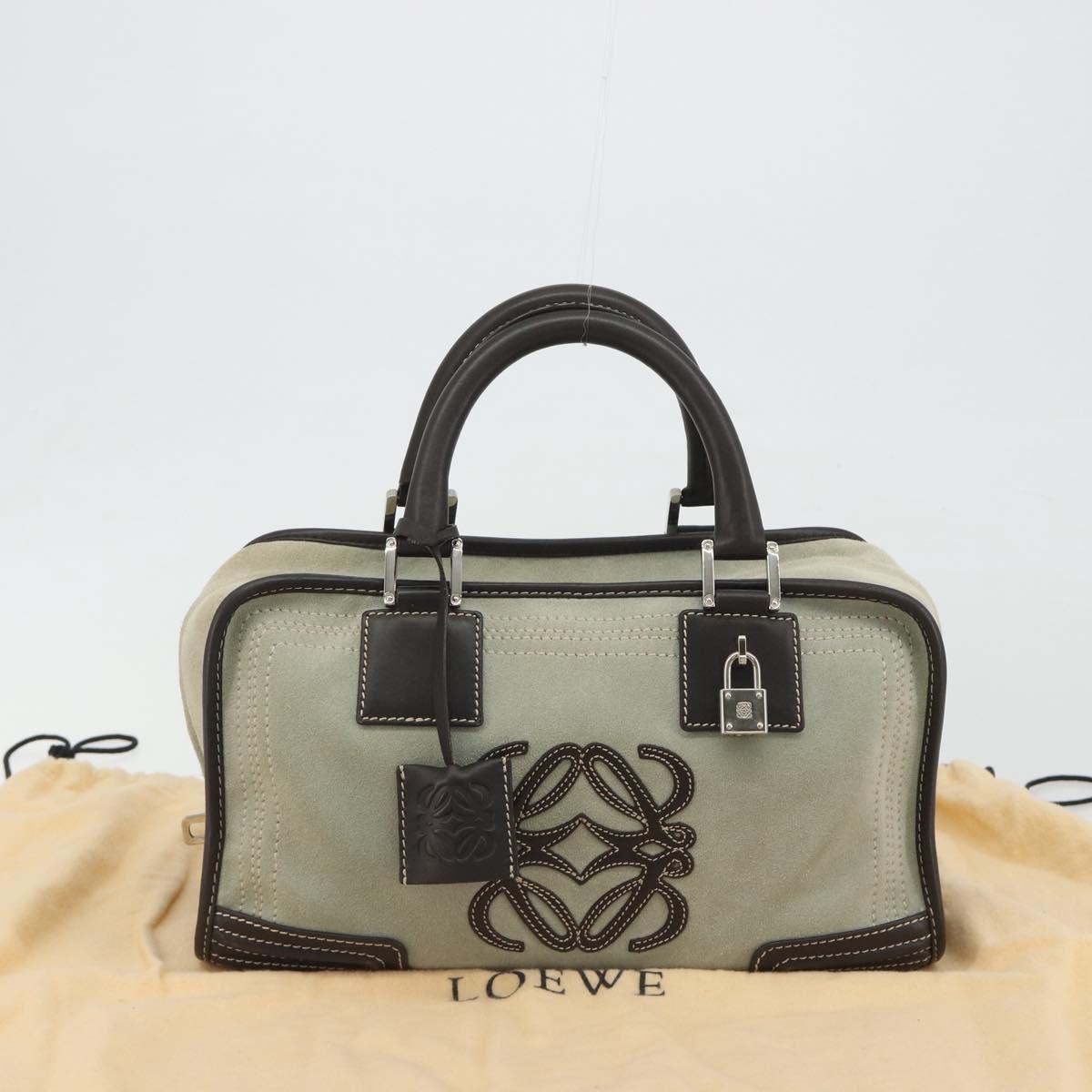 LOEWE Amazona 28 Hand Bag Suede Gray Brown Auth yk20662V